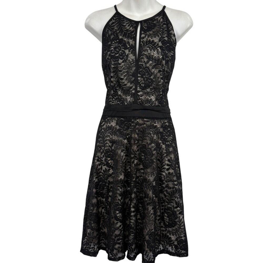 Kate Kasin Womens Black Lace Sleeveless Fit & Flare Knee Length Party Dress XL